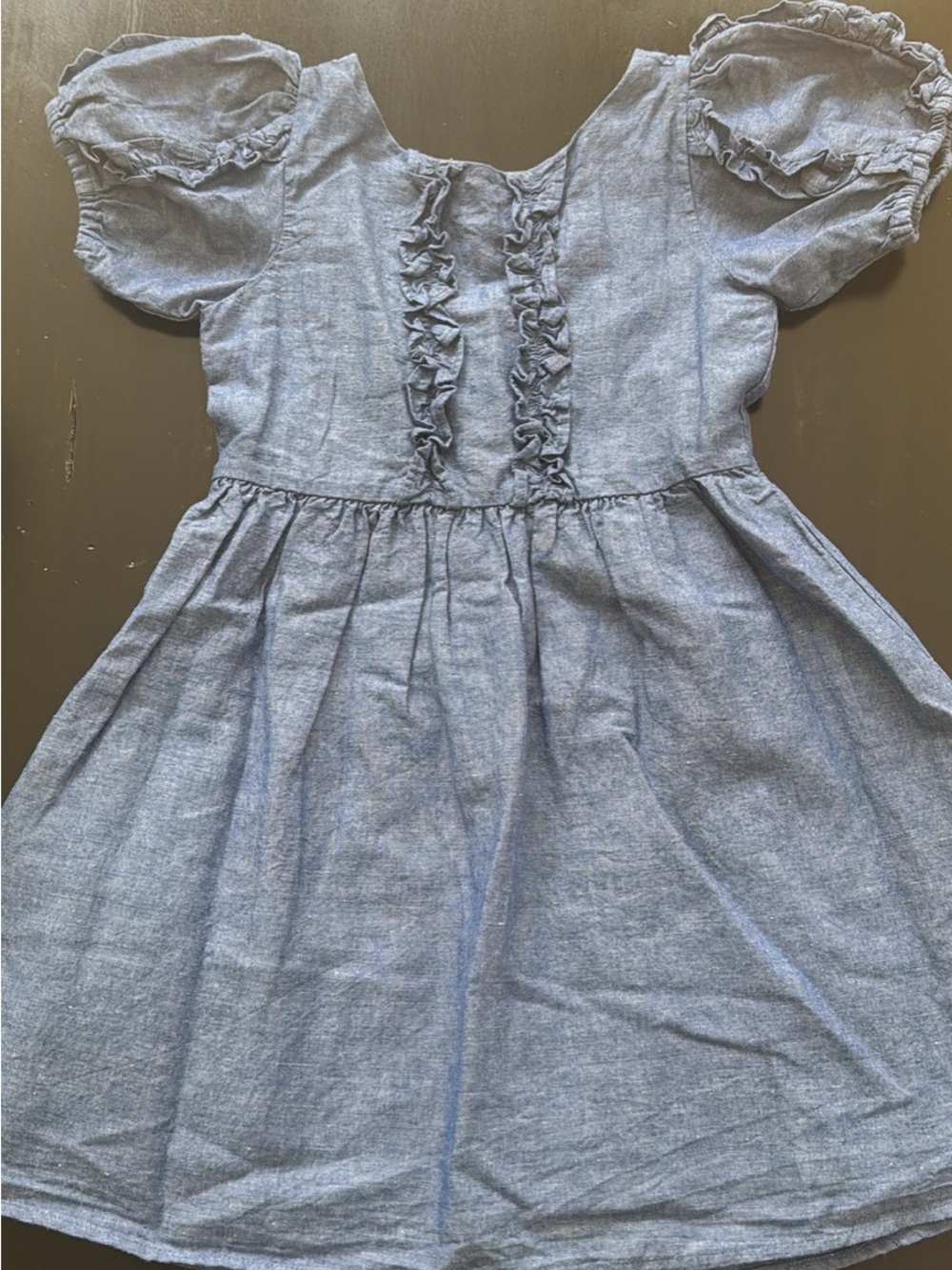 Janie and Jack Light Blue Ruffle-Front Cotton Dress